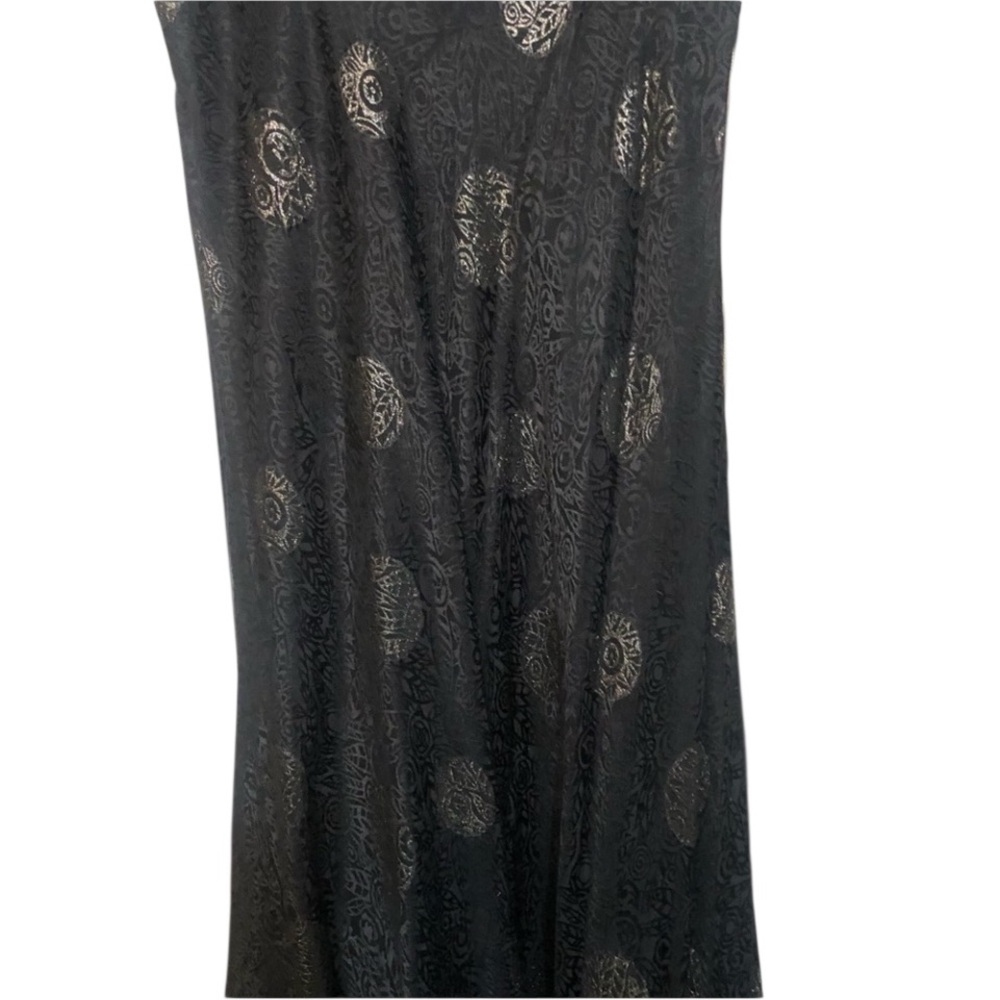 Norma Walters medium Black & Gold silk print BIAS cut maxi skirt with side zip